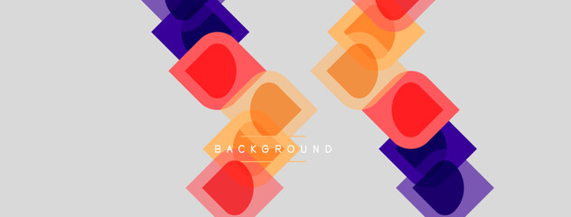 Fototapeta premium Abstract geometric pattern. Squares overlap creating dynamic visual effect. Light background enhances vibrant colors. Simple design.