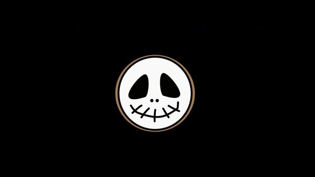 Skeleton skull illustration animated with a jitter effect for Halloween on a transparent background
