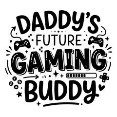 Fototapeta premium Father and child gaming together on retro arcade t-shirt design. Vintage gaming typography for family bonding apparel.