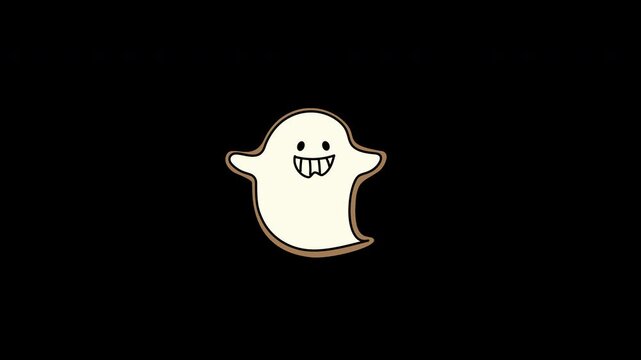 Ghost illustration animated with a jitter effect for Halloween on a transparent background