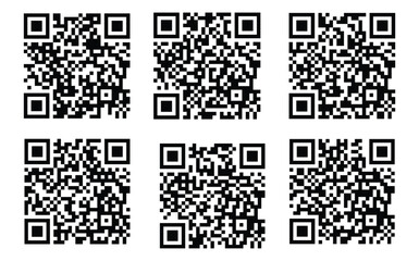 Fototapeta premium QR Code Vector Icon Set, Black and White 2D Barcode Collection Isolated on White Background