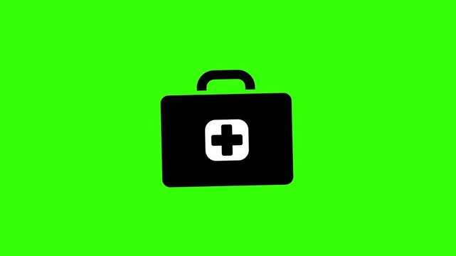 Animated Medical Briefcase Icon Loop with Green Screen Background