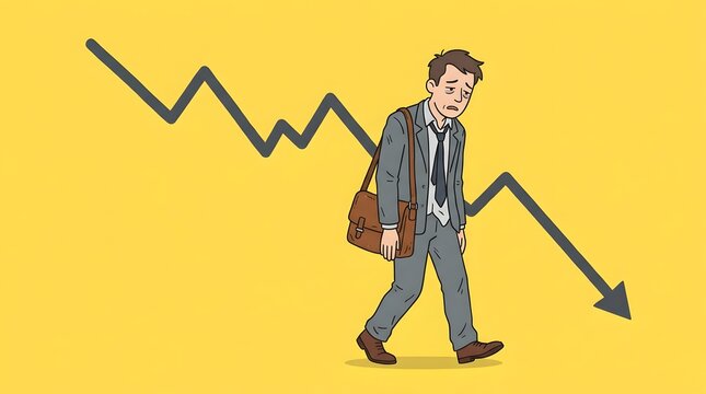Stressed Man In Suit Walking After Corporate Financial Profit Decline