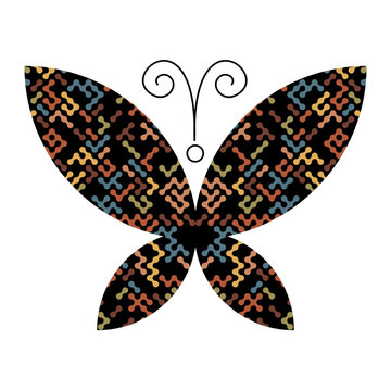 Abstract geometric butterfly drawing, isolated on white background, vector design