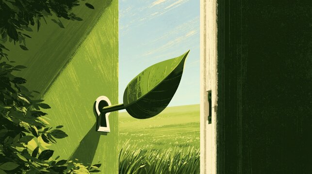 Key shaped from a single unbroken bright line against a calm background