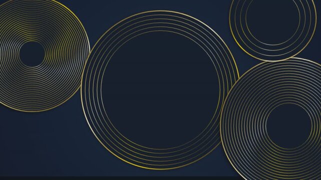 Abstract background featuring golden concentric circular lines on a dark navy blue luxury backdrop design