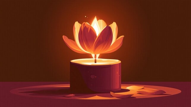 Stout candle with a steady flame holding firm in a quiet dark space in a bold retro poster layout