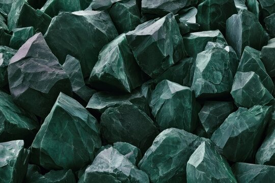 Jagged dark green emerald rock formation.