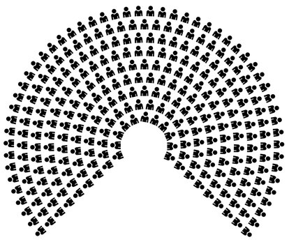 Hemicycle 282 seats - 8 rows