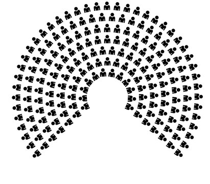 Hemicycle 186 seats - 7 rows