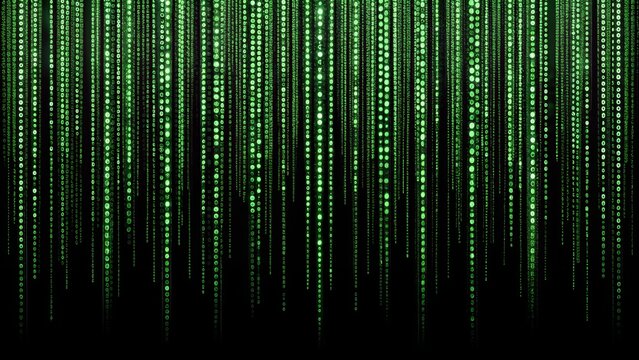Digital matrix background with falling green binary data codes technology streaming software information computing programming background abstract computer