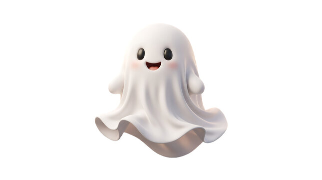 Cute ghost emoji character set isolated on transparent background