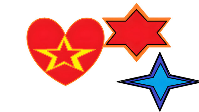 Heart and star shapes icons symbols.