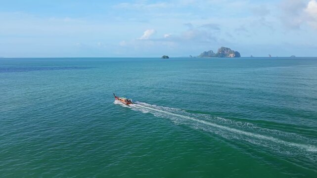 Aerial View of Ao Nang Beach and Limestone Cliffs in Krabi, Thailand