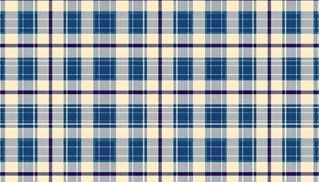 A vibrant blue plaid fabric with a checkered pattern interspersed across it.