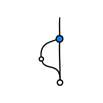 Git branch icon vector illustration in doodle line art style representing version control code repository software development programming workflow git commit merge and node path
