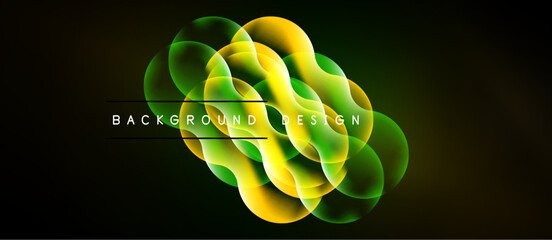 Abstract fluid shapes, vibrant yellow, green hues. Dark background creates striking visual contrast. Modern design element. © antishock