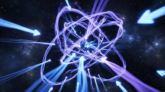 Exploring cosmic movement through colorful light patterns in space
