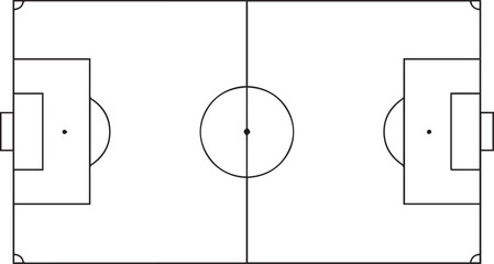 Top view diagram of a soccer field layout with lines © VIcon Hub
