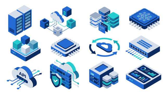Isometric Technology Icons Set for Digital Concepts.