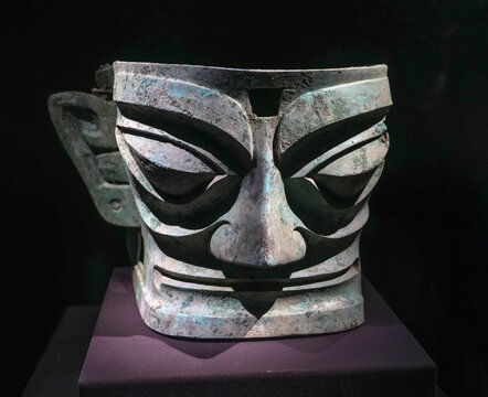 ancient bronze mask from San Xing Dui archaeological site more than 4000 years ago
