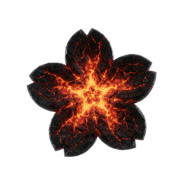 Fiery Cherry Blossom Flower Made of Molten Lava