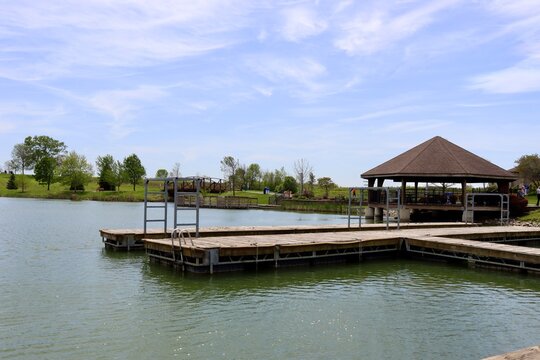The docks and gazebo at the lake.