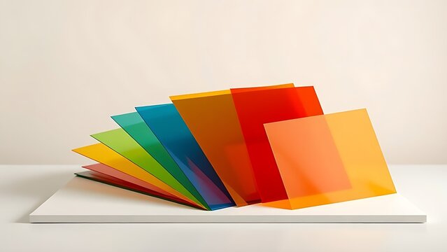 Colorful fused plastic board samples, sustainable recycled material for design and corporate concepts