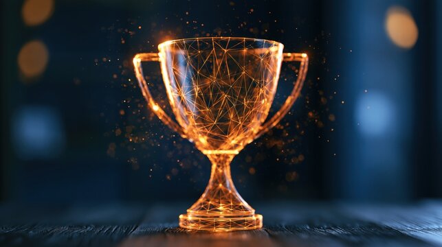 The Glowing Trophy: Neon Network Cup of Light and Triumph