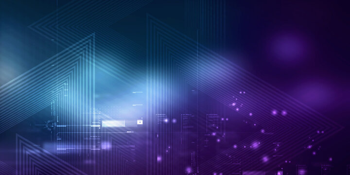 2d illustration Abstract futuristic electronic circuit technology background
