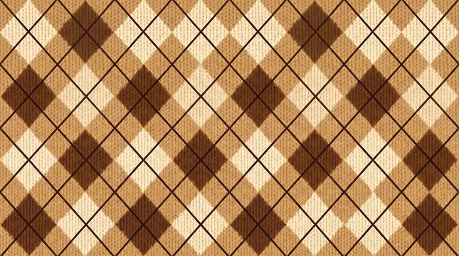 Classic Brown Argyle Plaid Seamless Textile Pattern