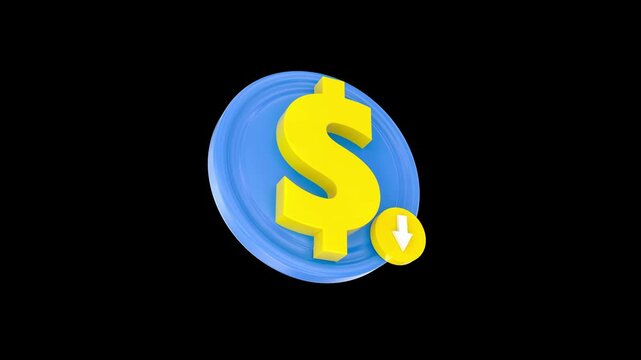 3D dollar sign with down arrow