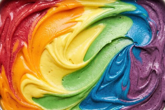 Rainbow smoothie bowl texture blend vibrant colors swirled pattern food