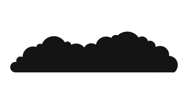 Cloud silhouette illustration features a dark, abstract shape resembling a cumulus cloud against a plain white background, ideal for graphic design elements.