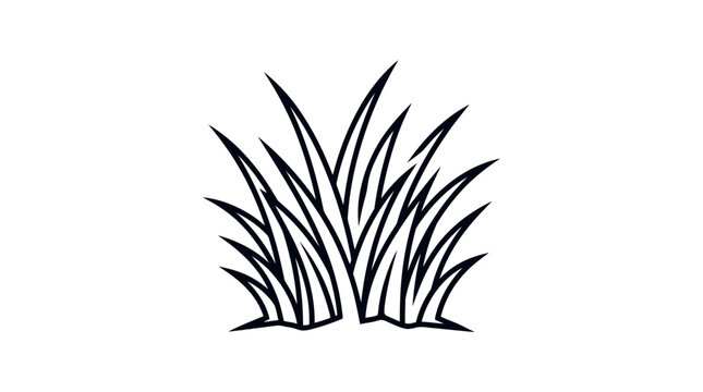 Outline drawing of a small grass tuft features black lines defining individual blades of varying heights against a plain white backdrop.