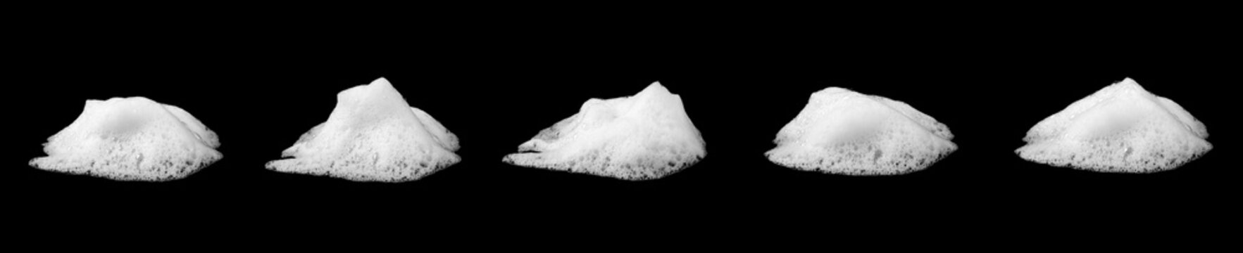 White foam soap bubbles isolated on clean background, soft shampoo lather texture for hygiene, skincare, cosmetic, spa, cleaning and wellness concept. Minimal abstract foam with copy space.