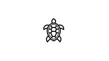 Geometric sea turtle icon in black line art. © Van