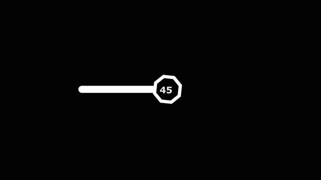 A white outline of an octagonal stop sign with the number 100 inside, connected to a horizontal bar, set against a stark black background representing a countdown.