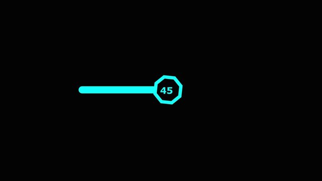 A bright cyan outline of an octagonal stop sign containing the number 100, linked to a horizontal bar, against a dark black background, signifying a numbered alert.