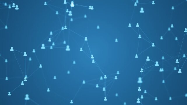 Blue Social Network People Connection Motion Background, Global Community & Human Network Animation for Technology and Business Videos social media streams 