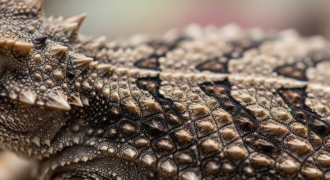Closeup of crocodiles scaly skin with sharp spikes and textured pattern