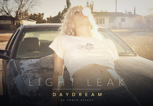 Light Leak Photo Effect Template - Dreamy White Gold Bloom Airy Pastel Vintage Film Flare Look