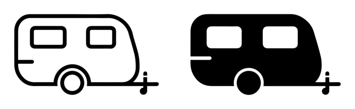 caravan camper vector icon collection