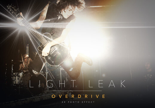 Light Leak Photo Effect Template - Overdrive Blown Out White Hot Flare Burst Vintage Retro Film Look