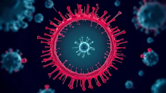 Macro View of Dangerous Coronavirus Cells Infektion and Microscopic Pathogen Spread Concept 3D Medical Animation
