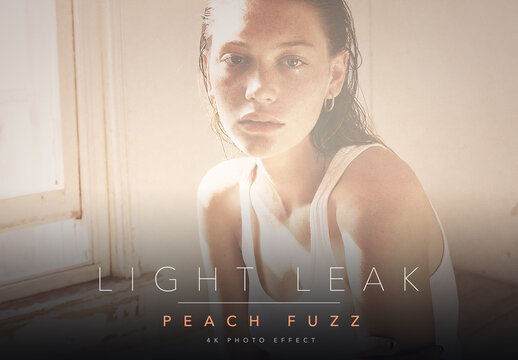 Light Leak Photo Effect Template - Vintage Film Peach Fuzz Soft Pastel Cream Flare Airy Retro Analog Look