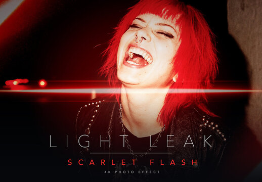 Light Leak Scarlet Flash Photo Effect Template - Vintage Retro Analog Film Red Flash Flare Look