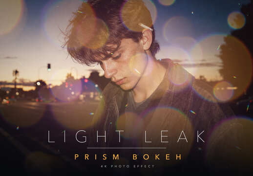 Light Leak Prism Bokeh Photo Effect Template - Vintage Film Rainbow Bokeh Orbs Retro Analog Nostalgic Glow
