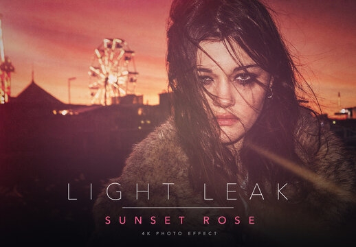 Light Leak Photo Effect Template - Vintage Film Sunset Rose Pink and Peach Flare Retro Analog Look