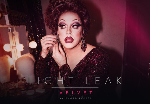 Light Leak Velvet Photo Effect Template - Vintage Film Magenta Wine Glow Retro Analog Moody Look